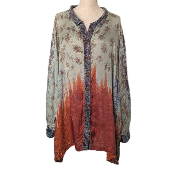 John Mark Floral Colorful Tunic Top Plus Women’s Size 3X Artsy Art Wear Boho - Picture 1 of 8